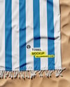 Beach Towel with Straw Hat and Flip-Flops Mockup