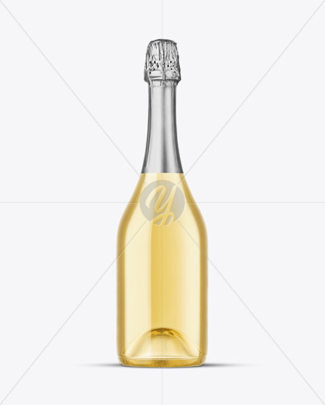 Clear Glass White Champagne Bottle Mockup