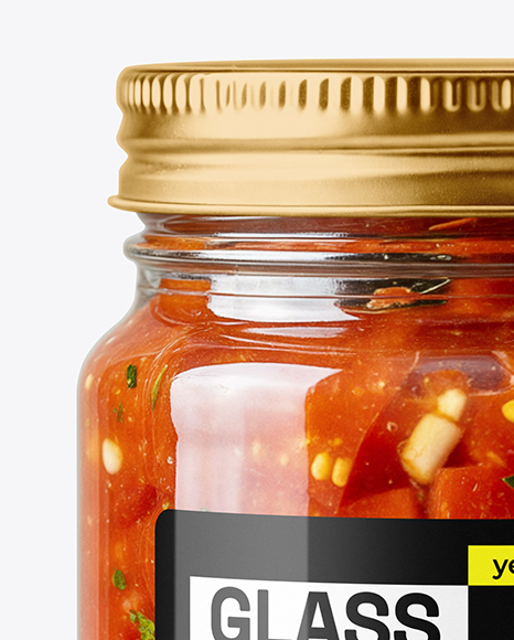 Clear Glass Jar with Tomato Bruschetta Mockup