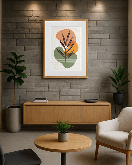 Framed Poster in a Modern Living Room Mockup