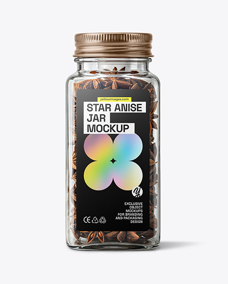 Square Glass Jar with Star Anise Mockup - Square frame mockup