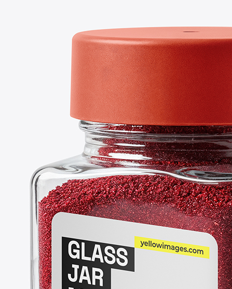 Square Glass Jar with Sumac Spice Mockup