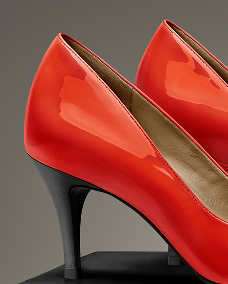 Pair of Pumps with Shoe Box Mockup