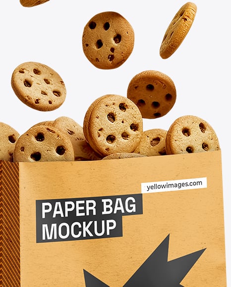 Kraft Bag with Cookie Mockup