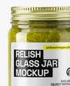 Glass Jar with Green Relish Sauce Mockup