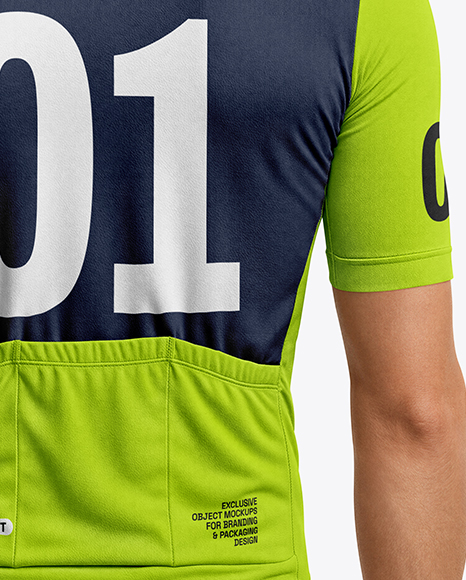 Man Wearing Cycling Jersey and Bib Shorts Mockup