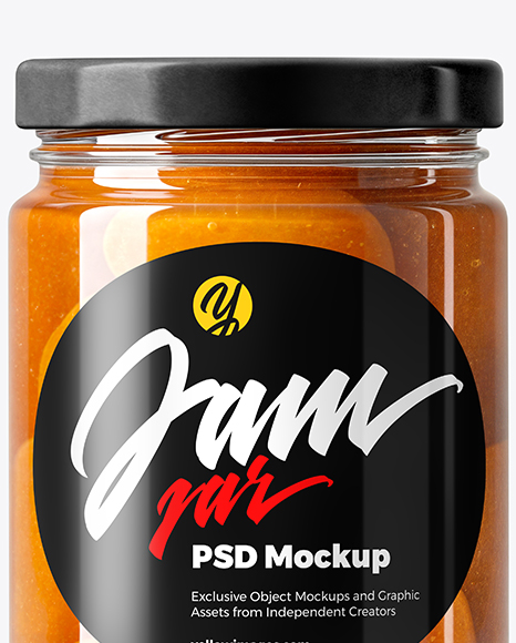 Glass Jar with Apricot Preserves Mockup