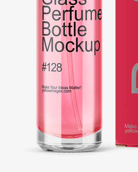 Glass Color Perfume Bottle with Box Mockup