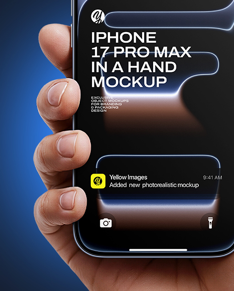 iPhone 17 Pro Max Deep Blue in a Hand Mockup