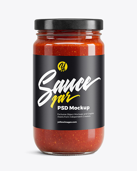 Clear Glass Jar with Pizza Sauce Mockup - Hot sauce bottle mockup