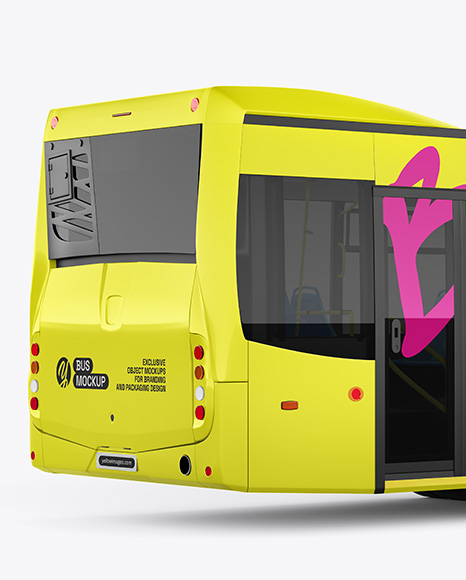 City Bus Mockup - Back Half Side View