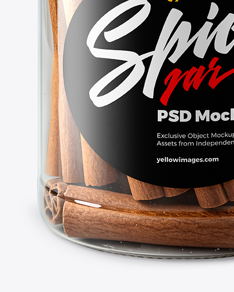 Plastic Jar with Cinnamon Sticks Mockup