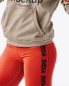 Female UFC Fighter Wearing Hoodie & Leggings Mockup