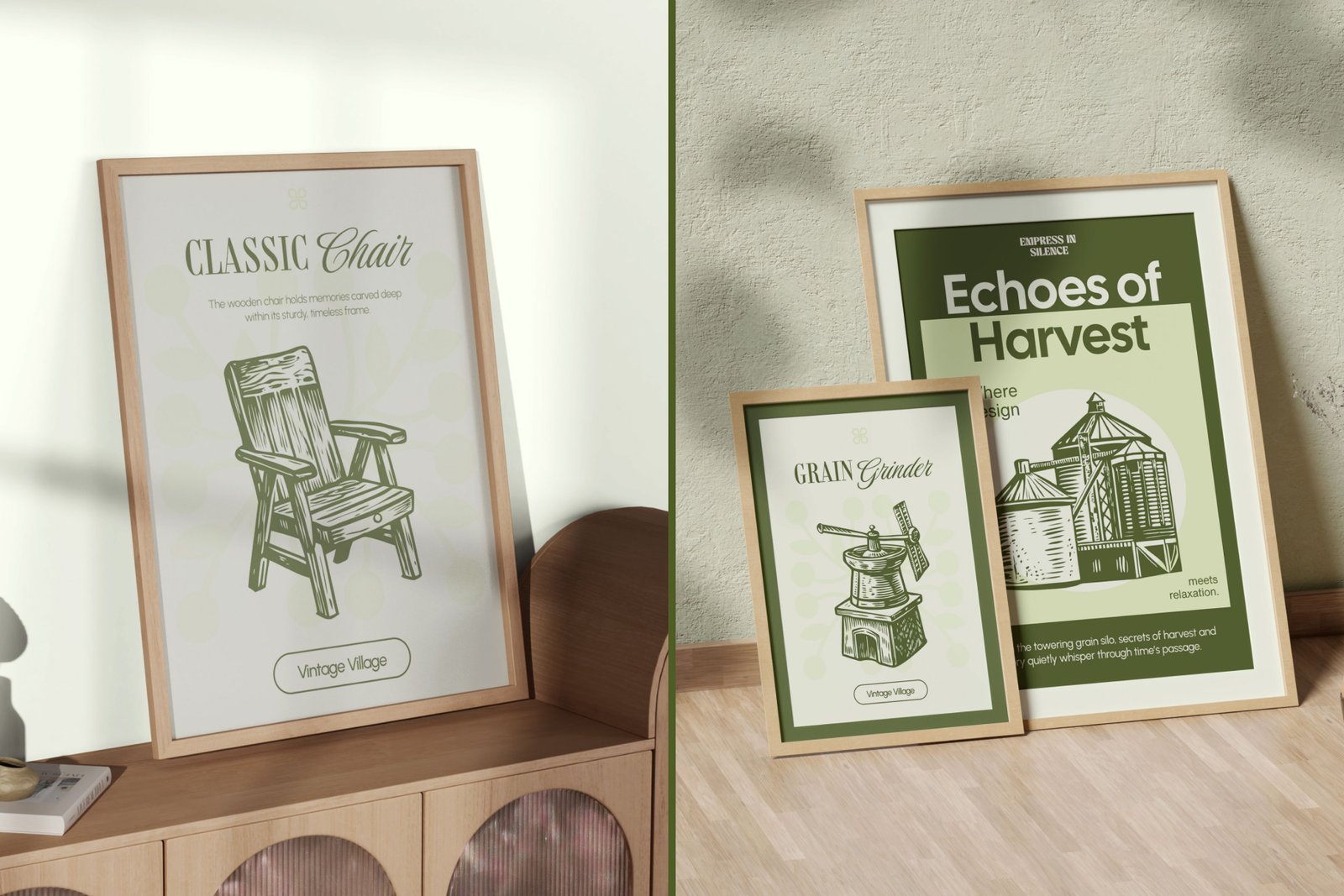 Vintage Village Illustration Set