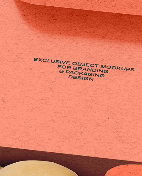 Kraft Paper Box w/ Macarons Mockup