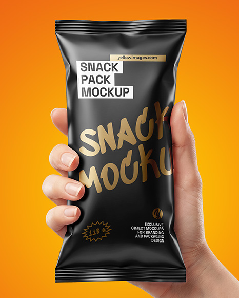 Matte Snack Package in a Hand Mockup