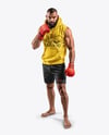 Male UFC Fighter Wearing Sleeveless Hoodie and Shorts Mockups