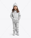 Girl Wearing a Hoodie and Beanie Hat Mockup