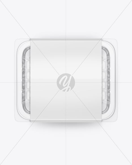 Clear Plastic Food Container in Paper Sleeve Mockup
