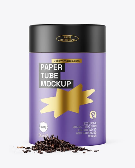 Paper Tube with Tea Mockup