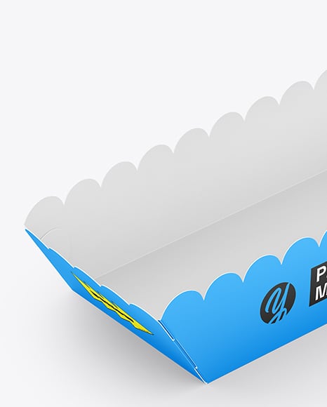 Paper Tray with Sandwich in Paper Sleeve Mockup