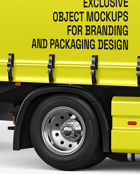 Semi Trailer Truck Mockup - Front Half Side View