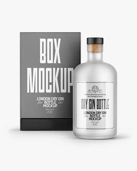Frosted Glass Bottle with Box Mockup