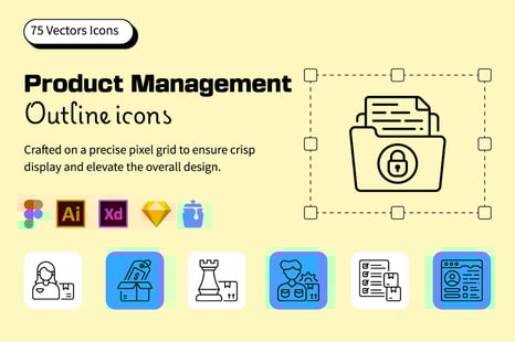 Product Management Outline Icon Set - Graphics
