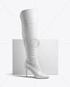 Women's Over-The-Knee Boots with Shoe Box Mockup