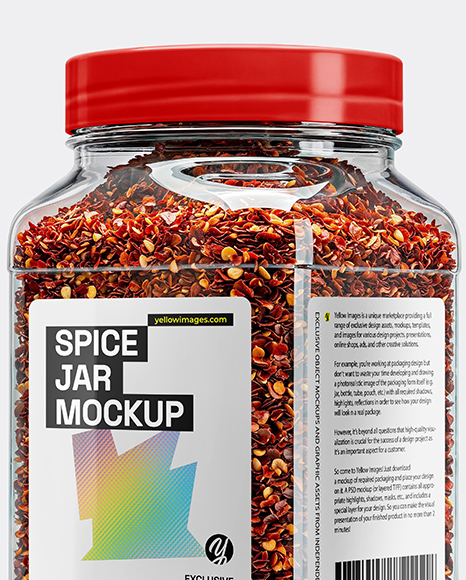 Plastc Square Jar with Chili Pepper Flakes Mockup
