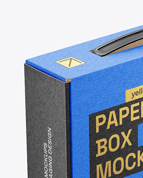 Kraft Paper Box with Plastic Handle Mockup