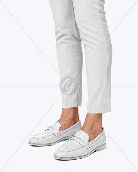 Pair of Leather Loafers on Woman's Legs Mockup