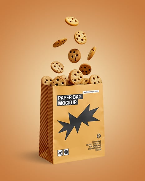 Paper Bag with Cookie Mockup