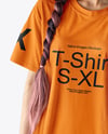Young Woman Wearing Witch Hat and Oversized T-shirt Mockup