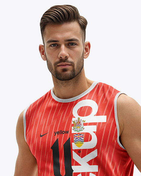 Basketball Player Wearing Sleeveless Shirt and Shorts Mockup