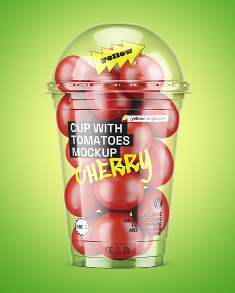 Plastic Cup with Cherry Tomatoes Mockup