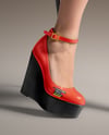 Woman Wearing Dress and Wedge Heels Mockup