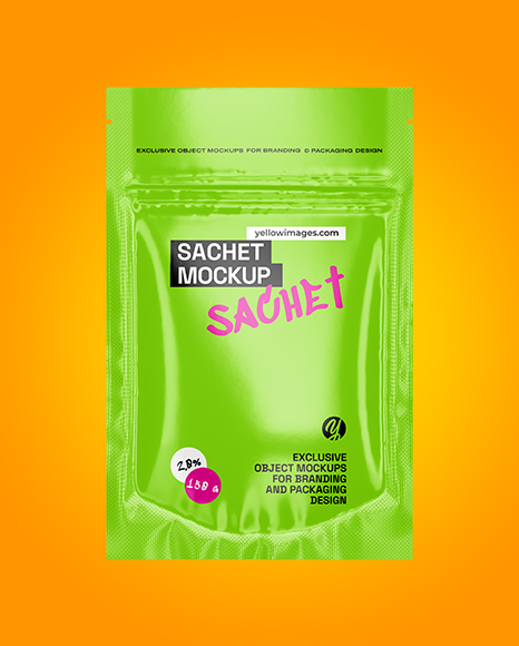 Glossy Sachet Mockup