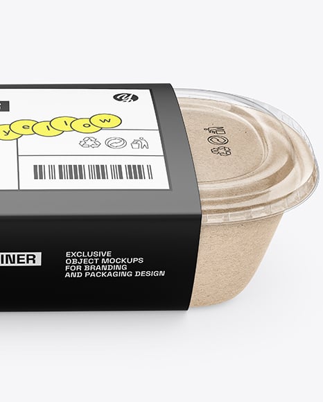 Kraft Paper Food Container in Paper Sleeve Mockup