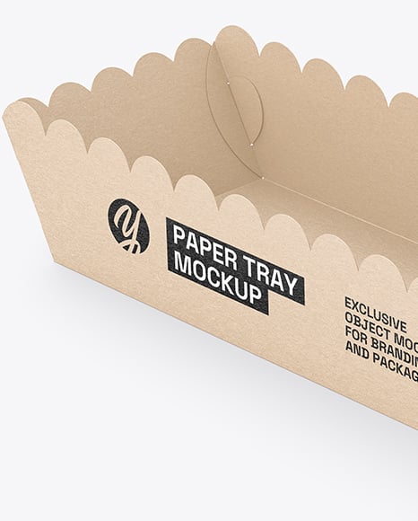 Kraft Paper Food Tray with Hot Dog Mockup