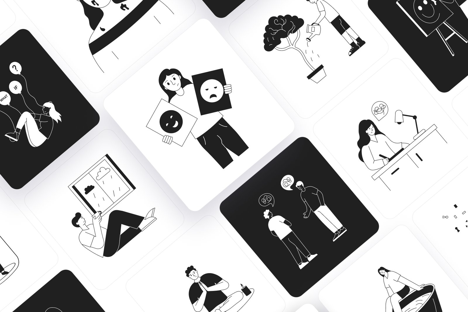 Stress Management Illustration Art Set