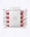 Clear Plastic Flow-Pack with Sausages in Paper Holder Mockup