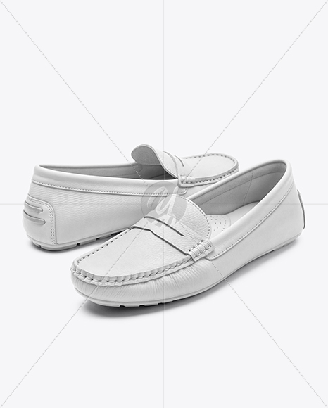 Pair of Women's Leather Moccasins Mockup