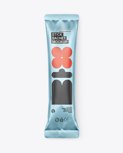 Matte Metallic Stick Sachet Mockup - Coffee packaging mockup