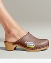 Pair of Clogs on Woman's Legs Mockup