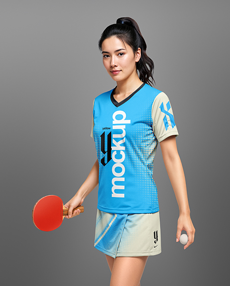 Woman Wearing Table Tennis Uniform Mockup
