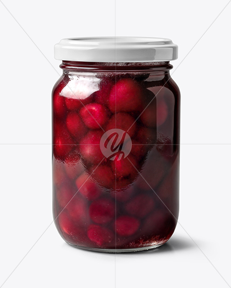 Clear Glass Jar with Cherry Jam Mockup