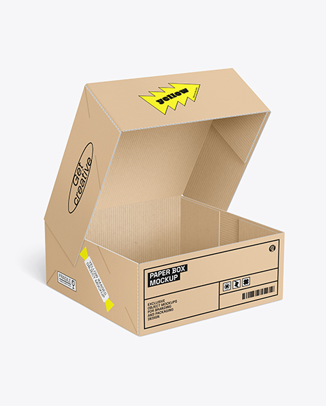Opened Corrugated Cake Box Mockup - Takeaway+Hamburger+Box+Mock+Up