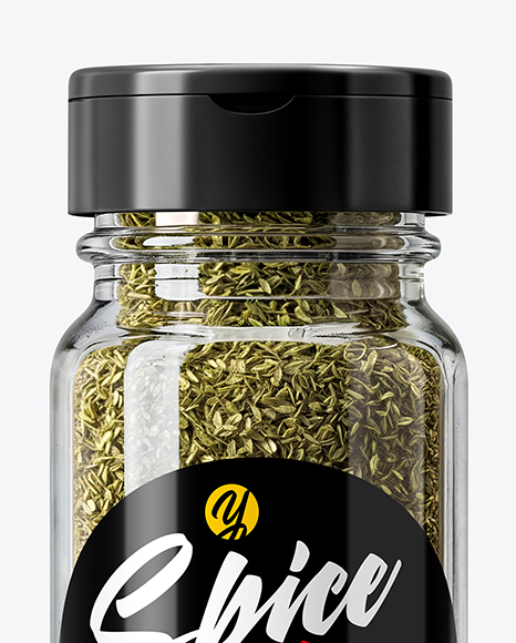 Glass Spice Jar with Oregano Mockup
