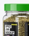 Square Plastic Jar with Rosemary Mockup